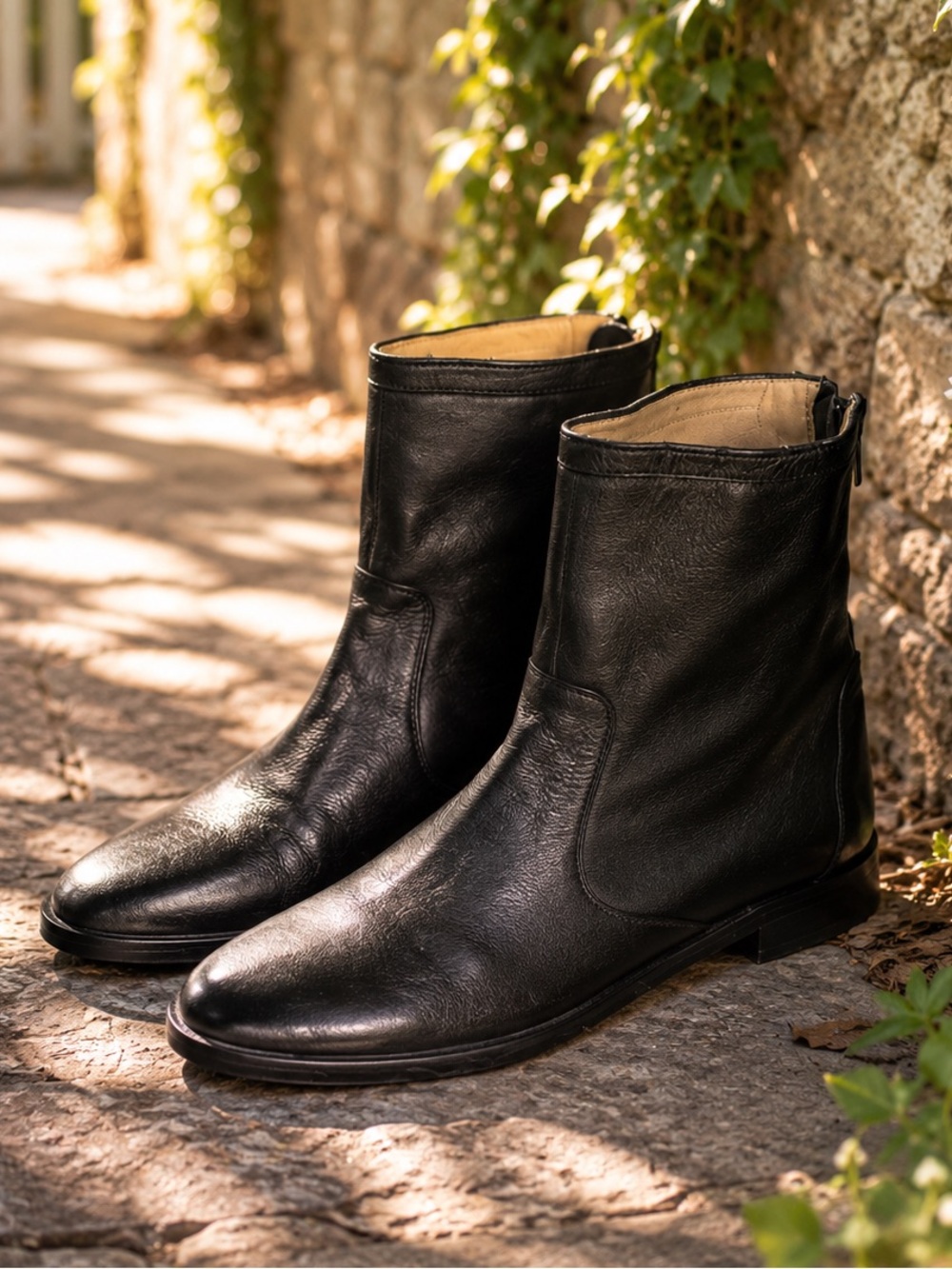 ROBERT ZUR Black Lamb Glove Leather Italian Luxury Ankle Boots, 7AA